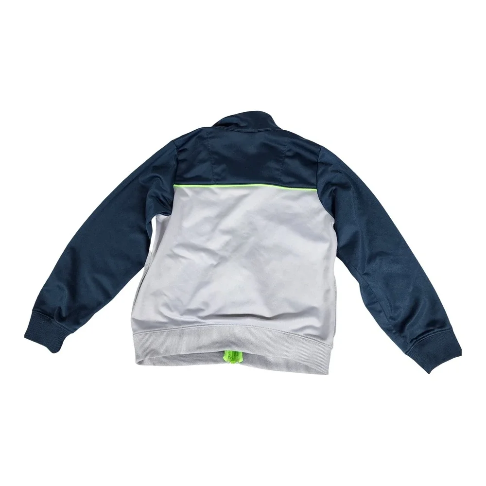 Nike‎ Boys Track Jacket Size 6 Navy Grey Lime Green Full Zip Colorblock Active